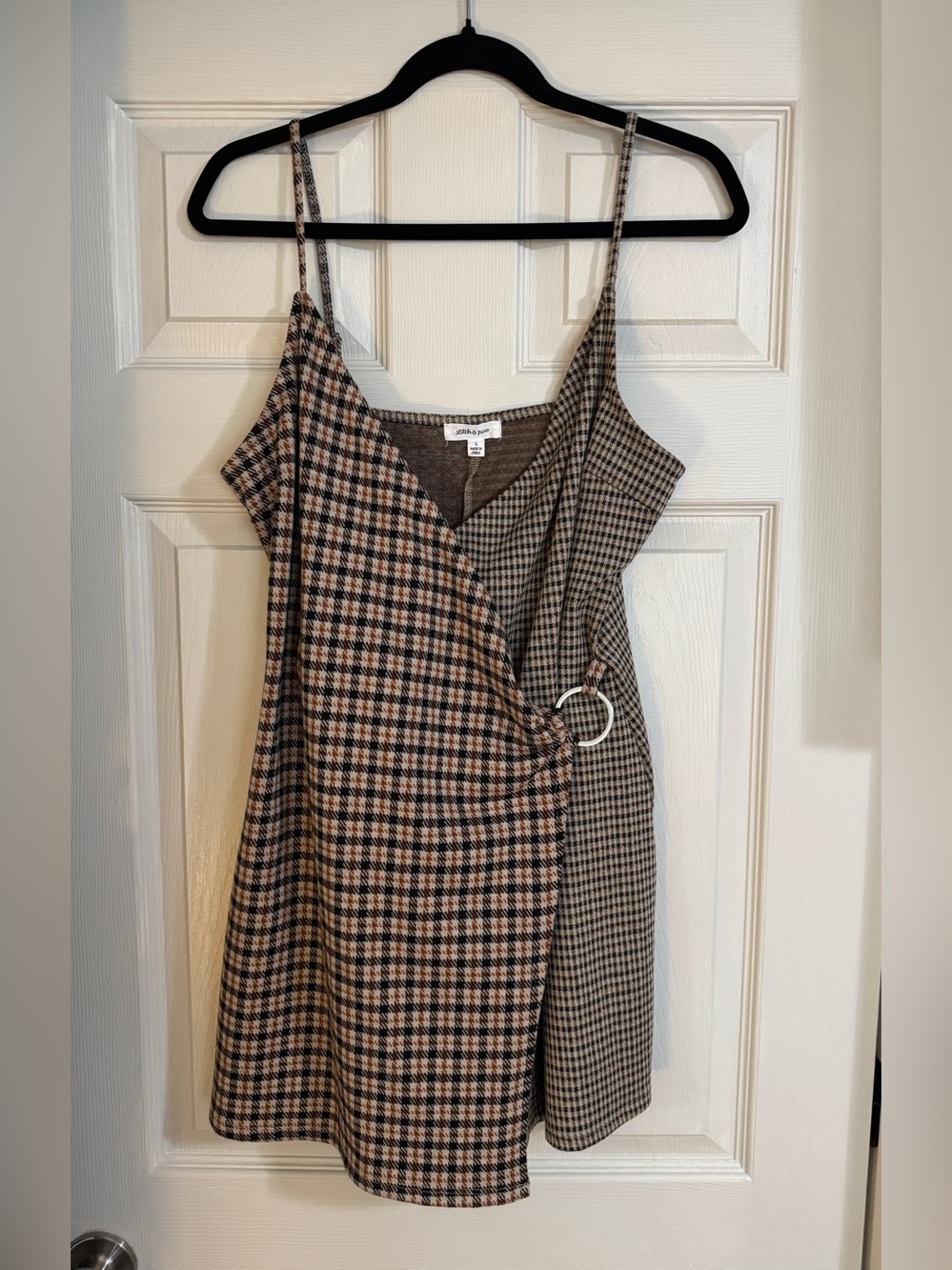 Plaid Faux-Wrap Dress